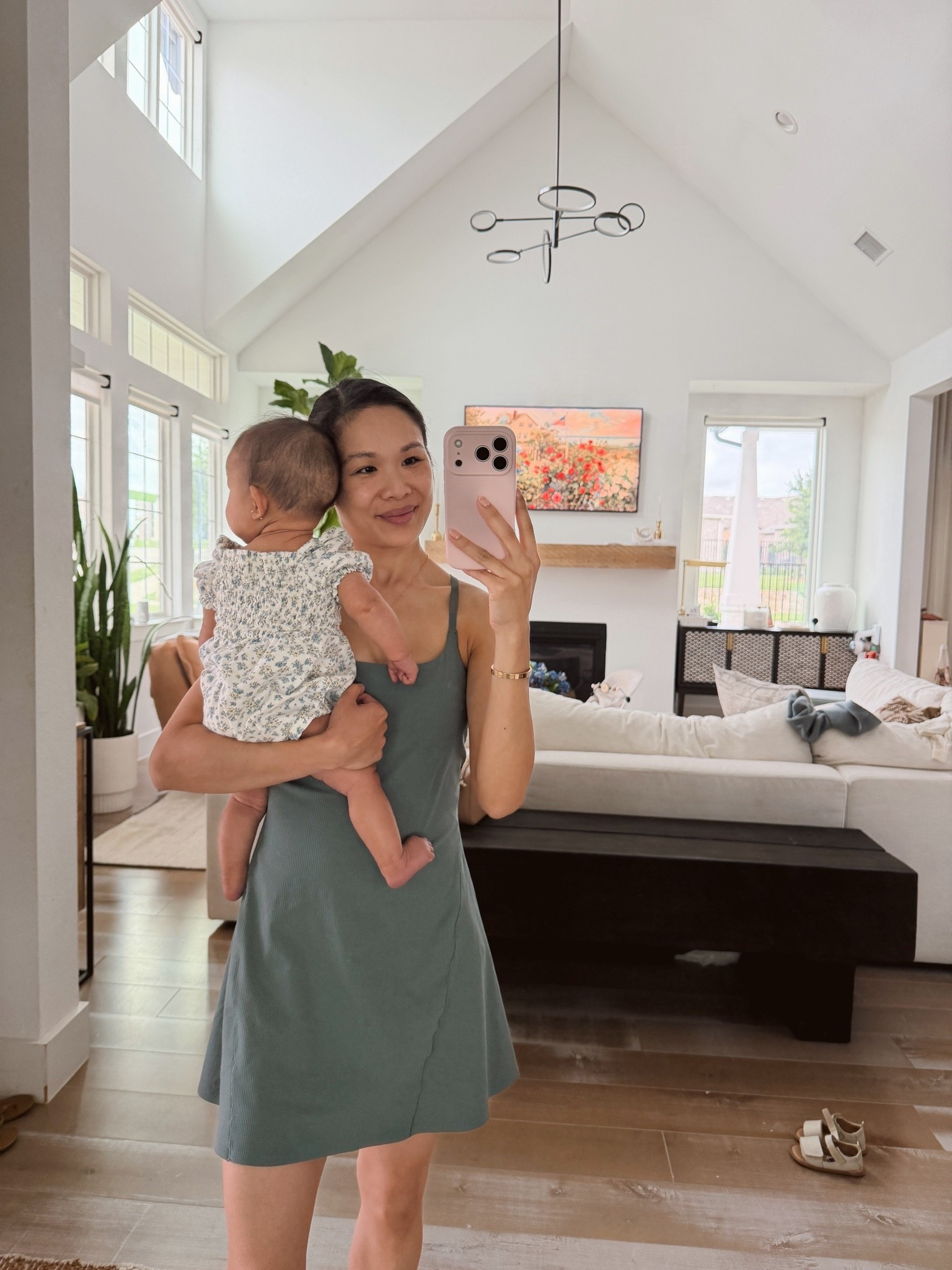 Mommy and Me coordinating outfit with baby girl. Love this organic cotton bubble romper for her. So comfortable and breathable for summer. This is one of my favorite athletic dresses that has the pull down shorts for easy bathroom breaks. Wearing size small and it fit during my third trimester last year.

#LTKBaby #LTKmomlife #LTKPetite