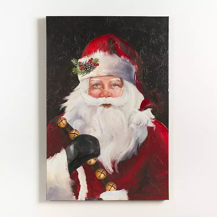 Jolly Santa with Bells Canvas Art Print | Kirkland's Home