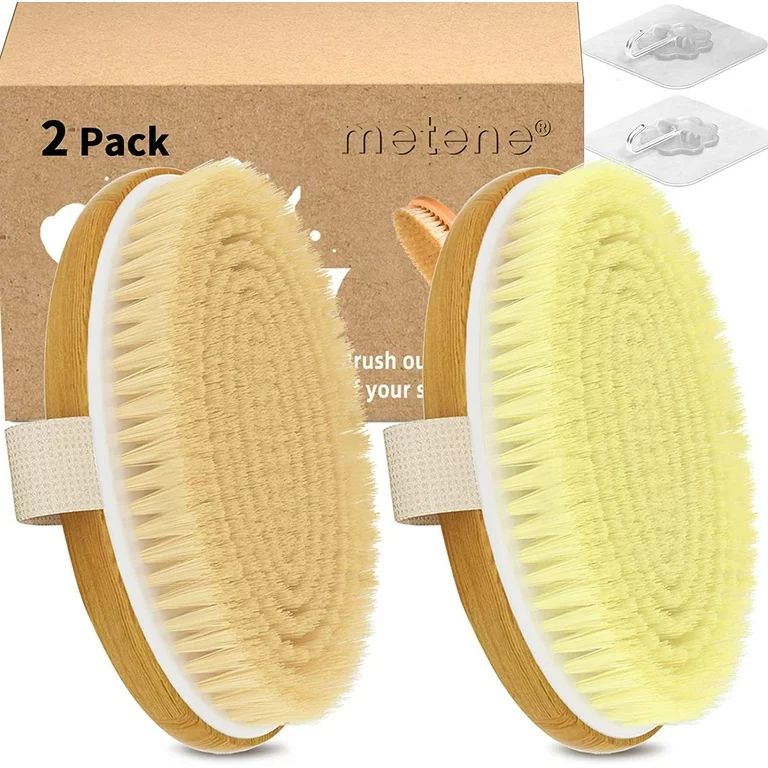 Metene 2 Pack Dry Body Brushes, Exfoliating Body Scrubbers, Natural Bristles for Dry Skin, Improv... | Walmart (US)