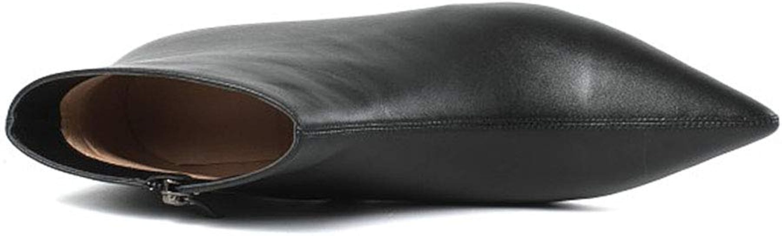 Women's Fashion Pointed Toe Matte Leather Zip Up Comfort Low Kitten Heel Dress Ankle Boots | Amazon (US)