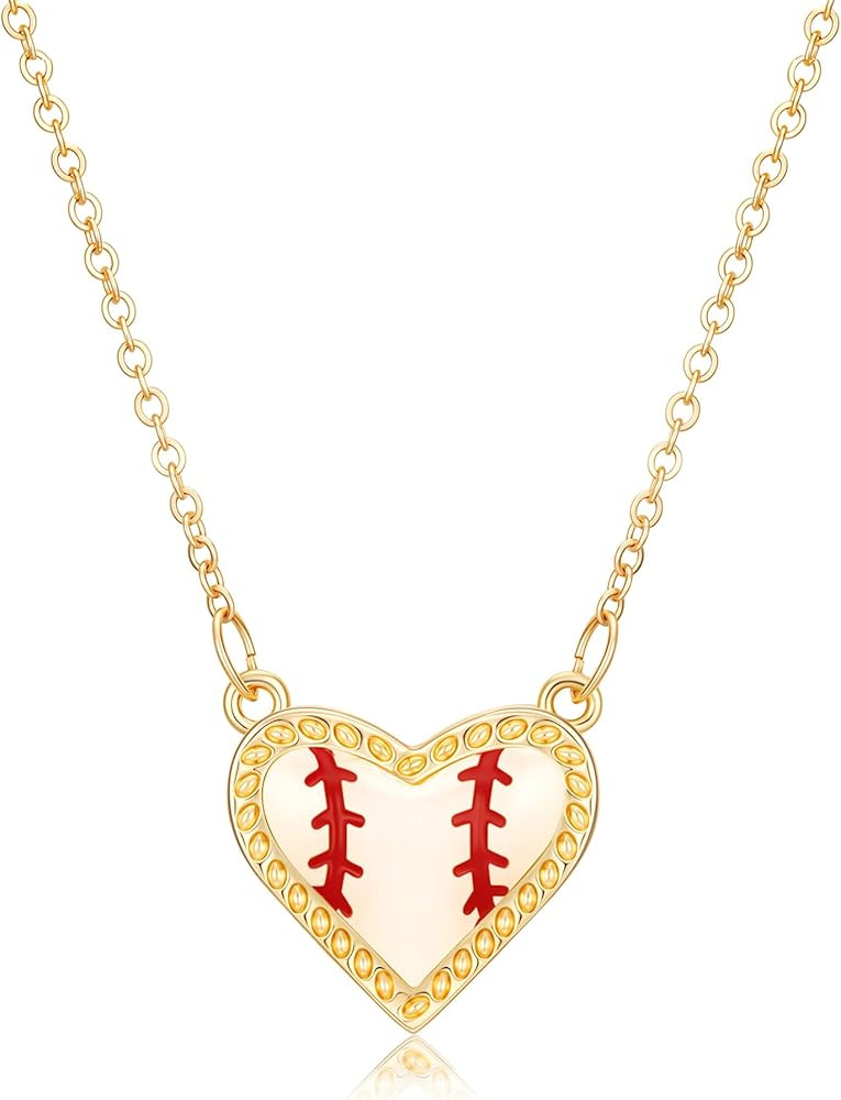 Softball/Volleyball/Basketball/Baseball/Soccer/Football Necklace for Women Girls, Heart Necklace ... | Amazon (US)