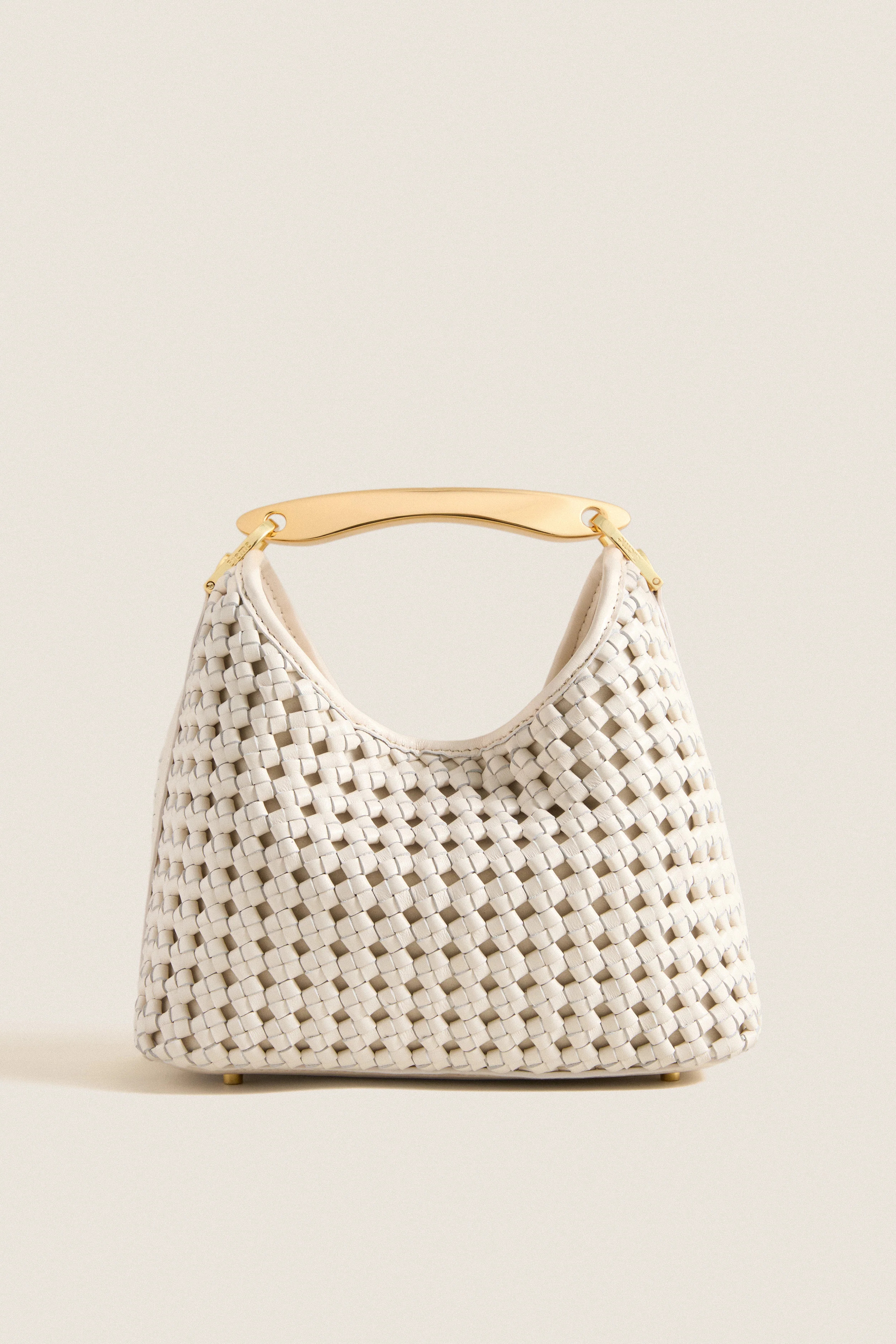 Ivory Woven Leather Small Boomerang Bag | Tuckernuck (US)