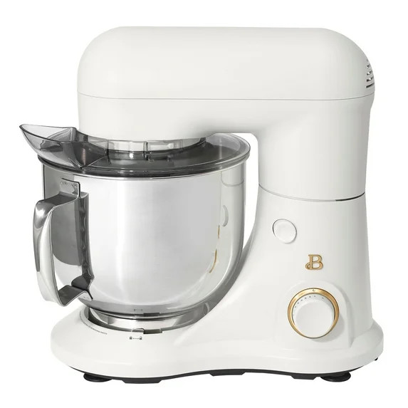 Beautiful 5.3 Qt Stand Mixer, White Icing with Flat Beater, Dough Hook, Balloon Whisk | Walmart (US)