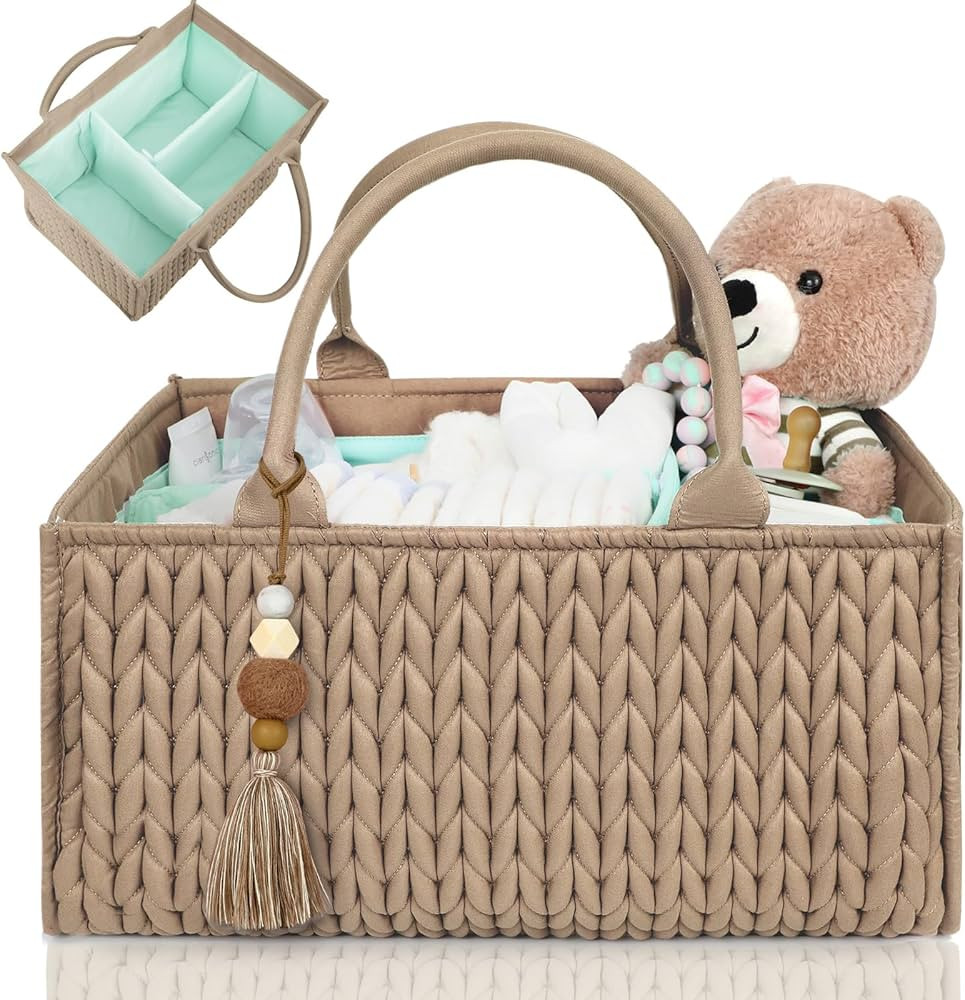 MOMINSIDE Diaper Caddy Organizer, Baby Basket Nursery Storage, Portable Changing Table Car caddy ... | Amazon (US)