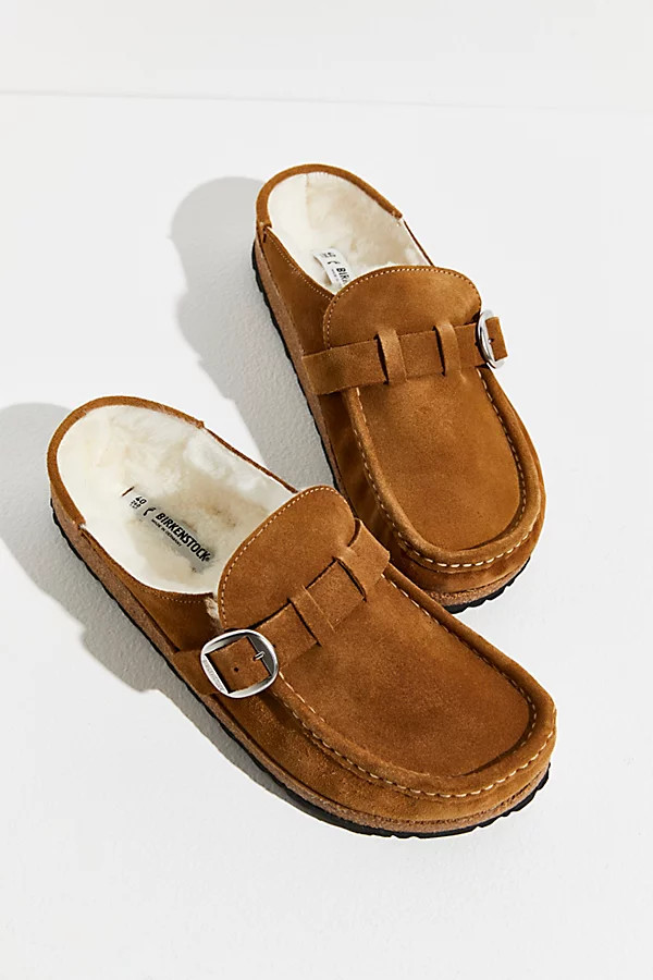 Buckley Shearling Birkenstock by Birkenstock at Free People, Tea Suede, EU 40 | Free People (Global - UK&FR Excluded)
