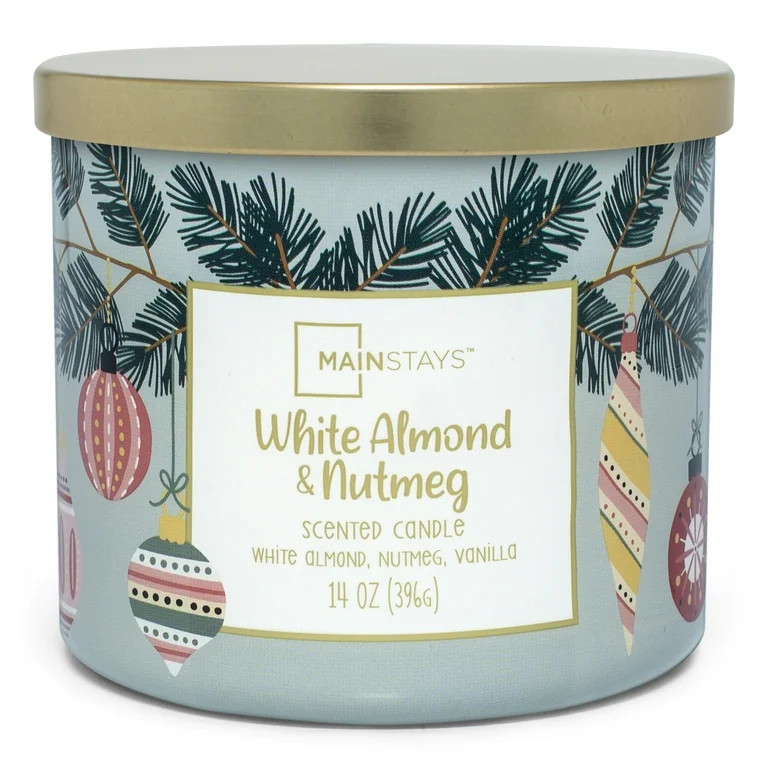 Mainstays 14oz 3-Wick Jar Candle, White Almond & Nutmeg | Walmart (US)