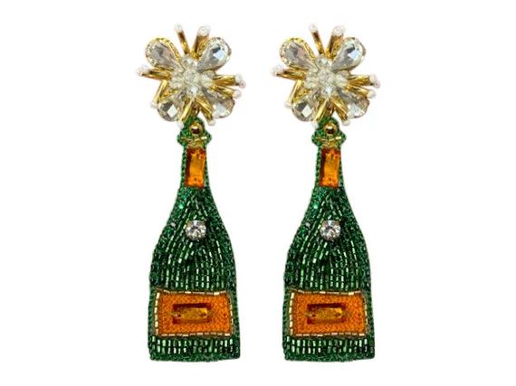 Champagne Bottle Earrings Orange and Green Bottle Earrings - Etsy | Etsy (US)