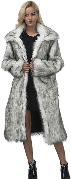 RomanticDesign Women's Long Lapel Faux fur Jacket Shaggy Coat Warm Outerwear Cardigan | Amazon (US)
