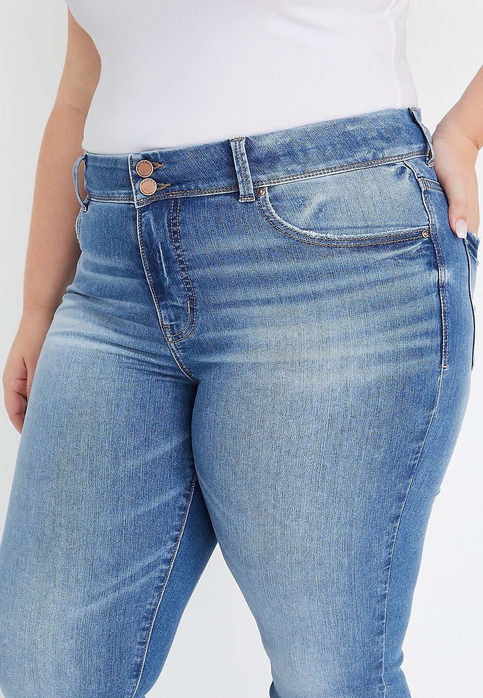 Plus Size m jeans by maurices™ Everflex™ Slim Boot High Rise Double Button Jean | Maurices