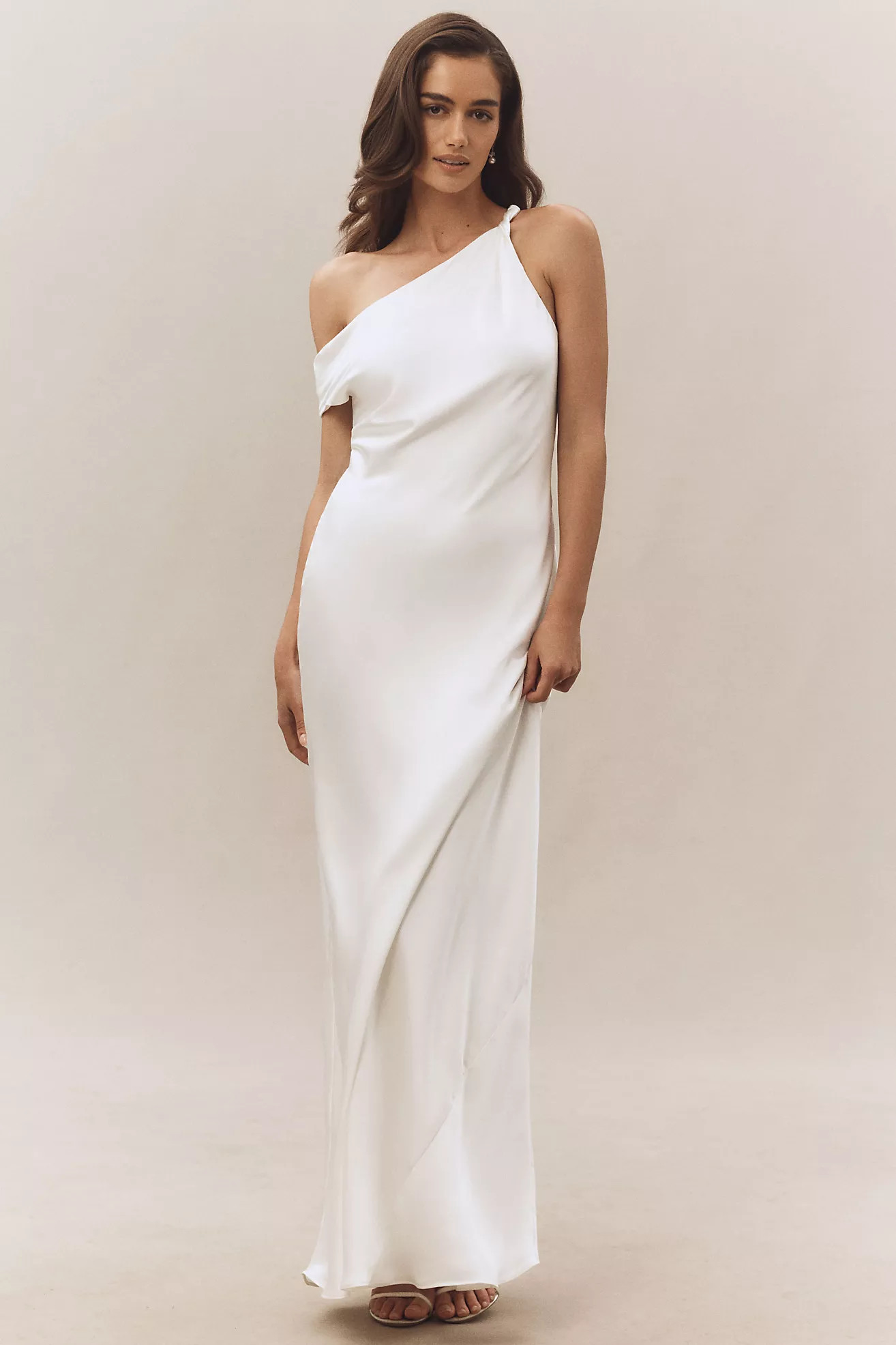 BHLDN Sienna Off-The-Shoulder High-Shine Satin Maxi Dress | Anthropologie (US)