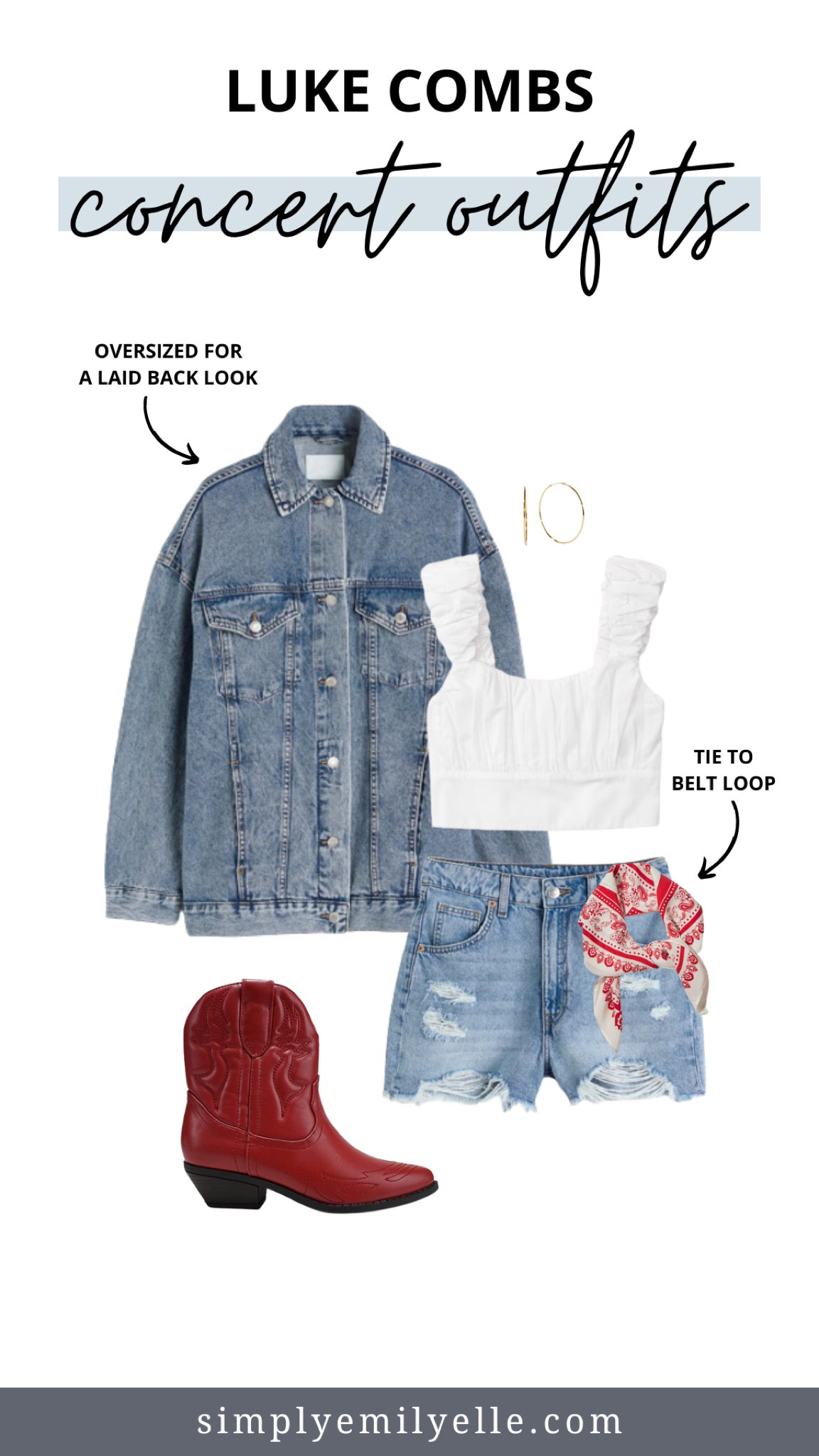 Concert outfit, concert outfit idea, country concert outfit, oversized denim jacket, red cowgirl boots 

#LTKFestival #LTKSeasonal #LTKFind