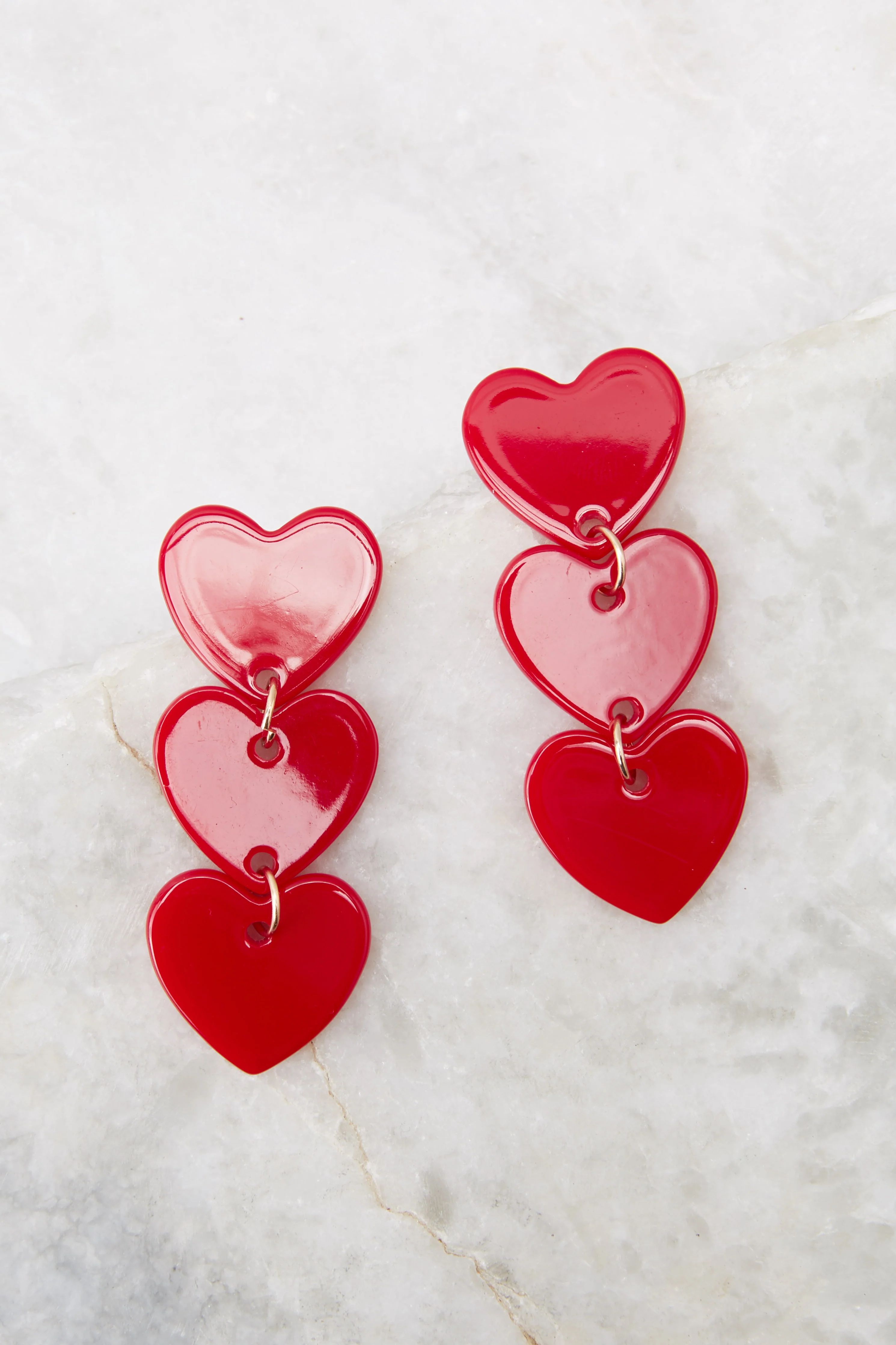 Full Of Love Red Heart Earrings | Red Dress 