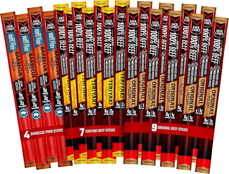 Jack Link's Beef Sticks - Includes (9) Original, (7) Teriyaki, (4) Barbecue Pork‚ Protein Snack... | Amazon (US)