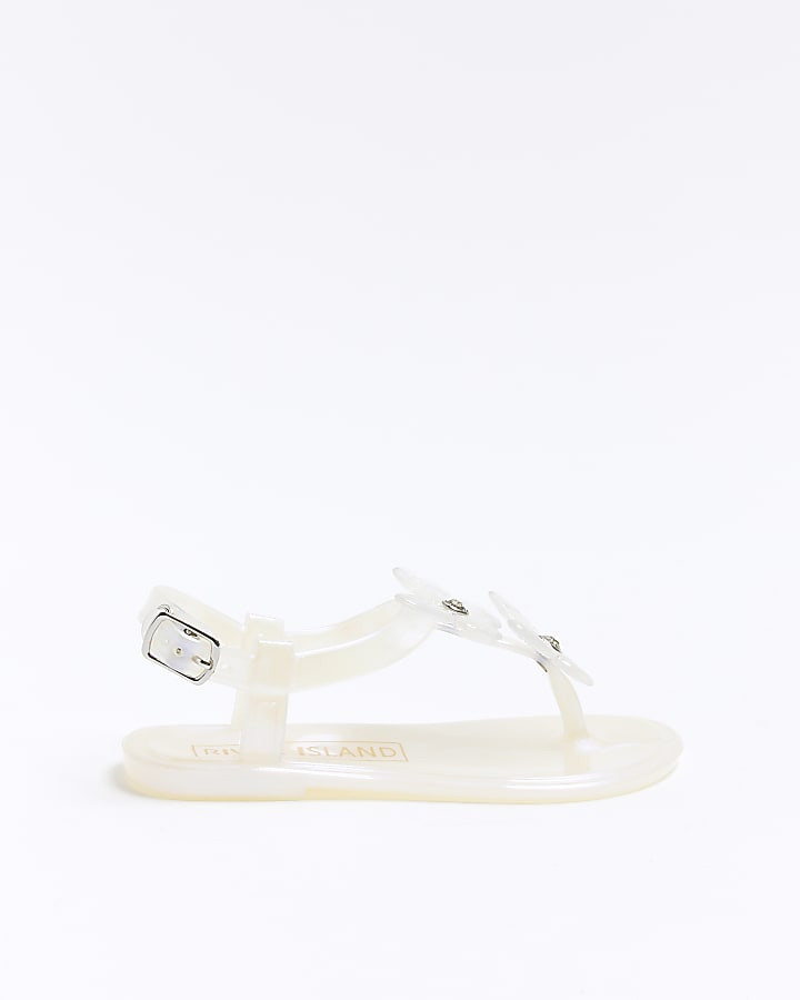 Mini girls pink butterfly jelly sandals | River Island (US)