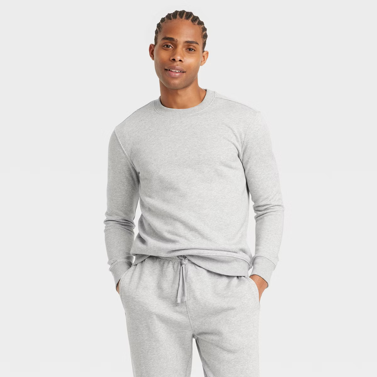 Men's Pullover Sweatshirt - Goodfellow & Co™ Heathered Gray L: Crew Neck, Midweight Fleece, Lon... | Target