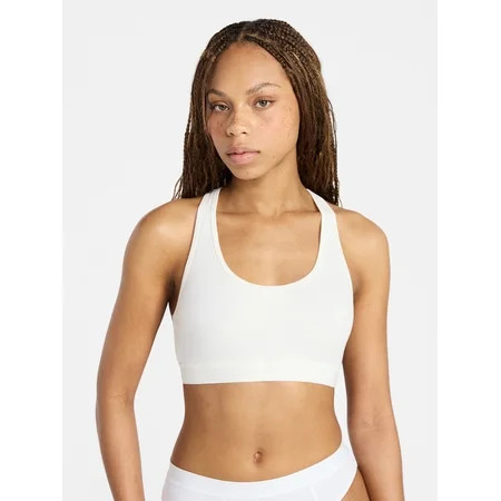 No Boundaries Cotton Stretch Ribbed Racerback Bralette, Women's XS-3XL | Walmart (US)