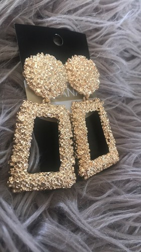 Large Bamboo Earrings Hip Hop Gold Sqaure Zara Earrings Dangle Sqaure Drop | eBay | eBay US