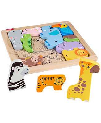 Fisher Price Wooden Animal Puzzle, Shape-Sorting Activity, 13 Wood Pieces - Macy's | Macy's