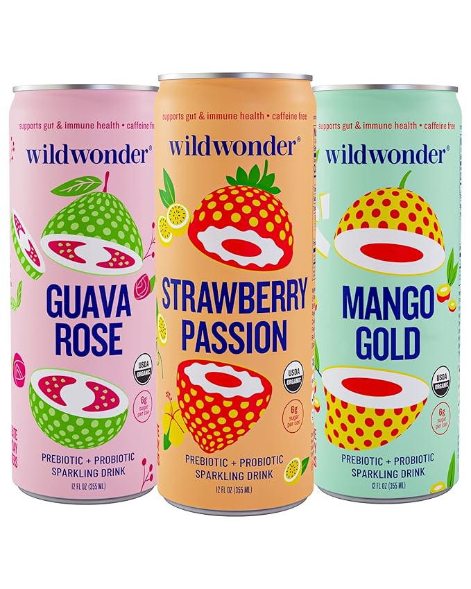 wildwonder Sparkling Probiotic Juice Drink w/ Gut Health Immunity, 5g Fiber, Live Probiotics, Caf... | Amazon (US)