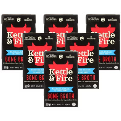 Kettle And Fire Bone Broth Reduced Sodium Classic Beef - Case of 6/16.9 oz | Target