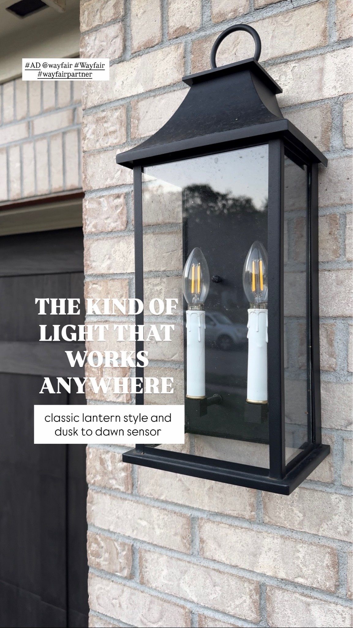 #AD I absolutely love this style of outdoor light. It has that classic lantern look that works with so many different homes, from traditional to cottage to something a little more updated. You can buy it as a single or a set of two, and one of my favorite features is the dusk-to-dawn sensor, so it automatically turns on in the evening and shuts off in the morning.

Wayfair’s Labor Day Clearance runs August 29 through September 7 with up to 70% off, plus free and easy delivery over $35.

@wayfair #Wayfair #WayfairPartner

#LTKSaleAlert #LTKHome