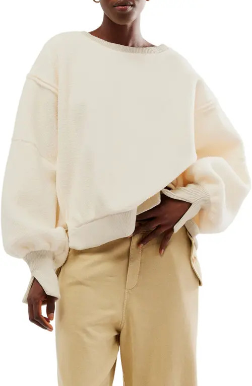 Free People Camden Fleece Sweatshirt in Vanilla Ice Cream at Nordstrom, Size Small | Nordstrom