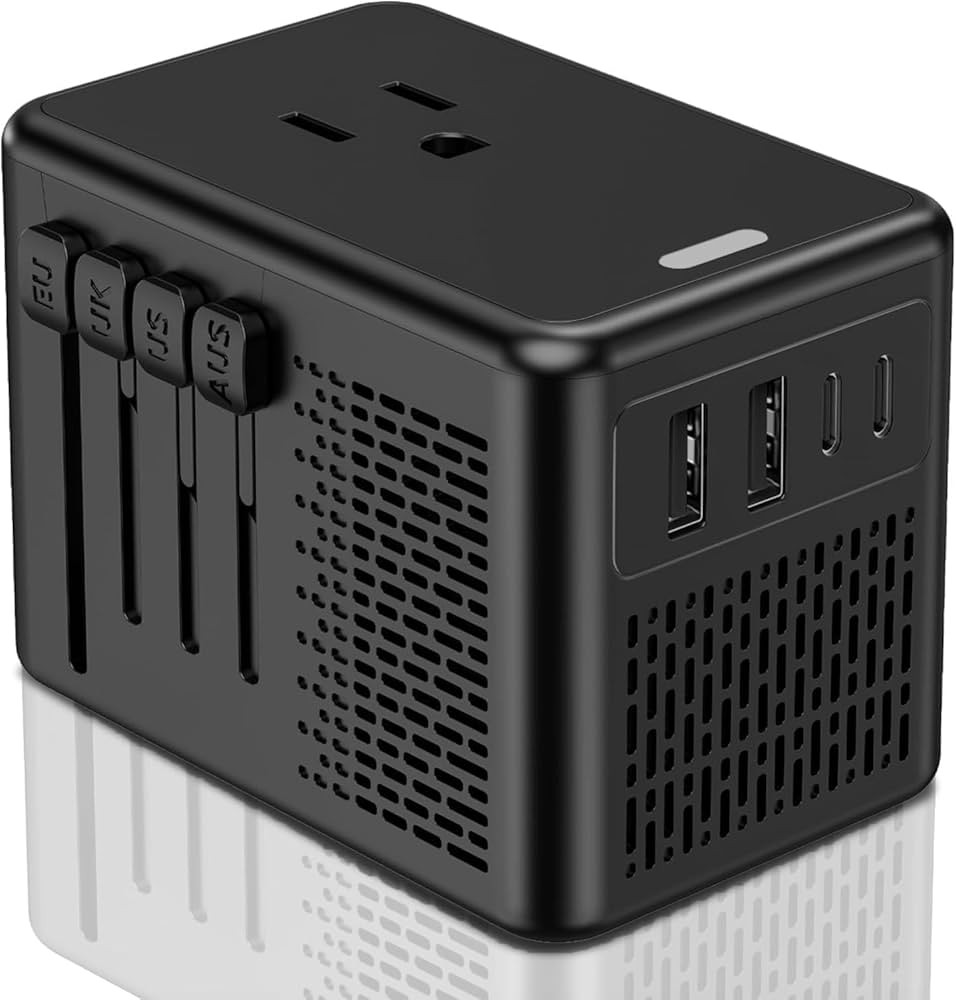 220V to 110V Voltage Converter US to Europe for Hair Dryer with Fast Charging 2 USB A 2 USB C, Po... | Amazon (US)