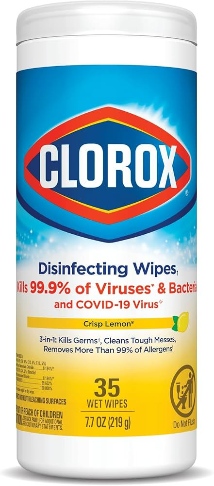 Clorox Disinfecting Wipes, Bleach Free Cleaning Wipes - Crisp Lemon, 35 Count | Amazon (US)