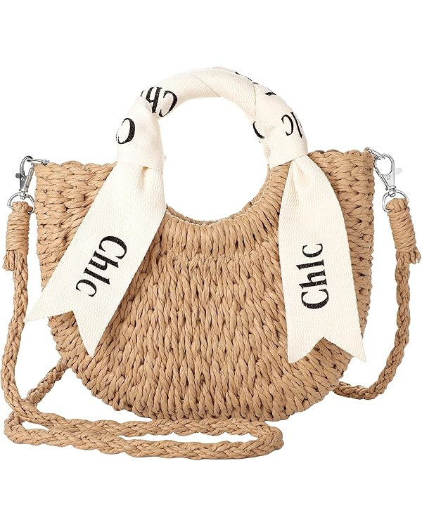Straw Bag - Cute Straw Purse, Woven Bags for Women Vacation, Handbag or Crossbody Portable Straps... | Amazon (US)