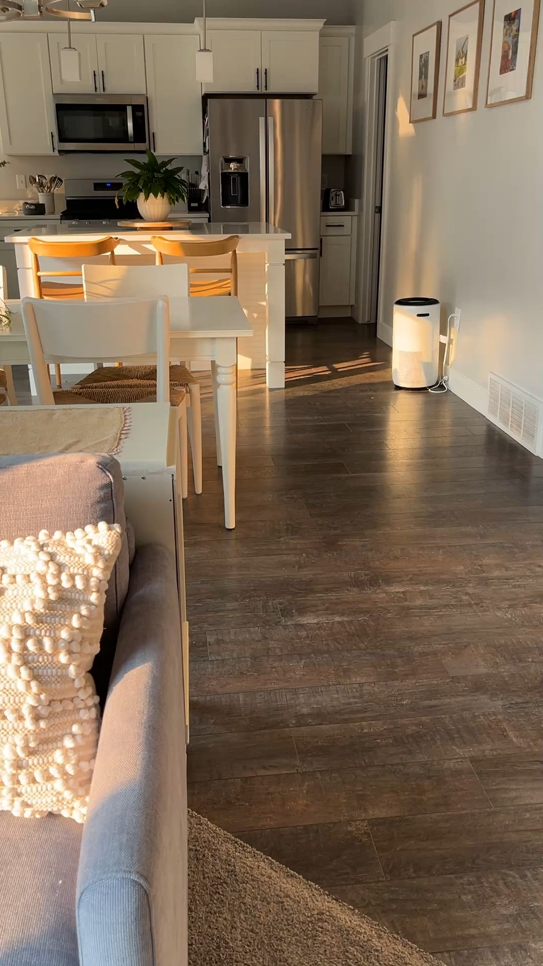 Loving this summer morning glow in the kitchen, bathing our beautiful oak counter stools from McGee and Co @Target 🌞