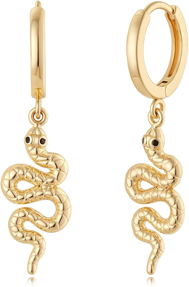 MYEARS Women Earrings Gold Huggie Hoop Dangle Drop 14K Gold Plated Small Simple Hypoallergenic Ev... | Amazon (US)