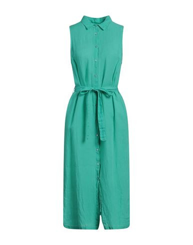 120% Lino Woman Midi dress Green Size 8 Linen | YOOX (US)
