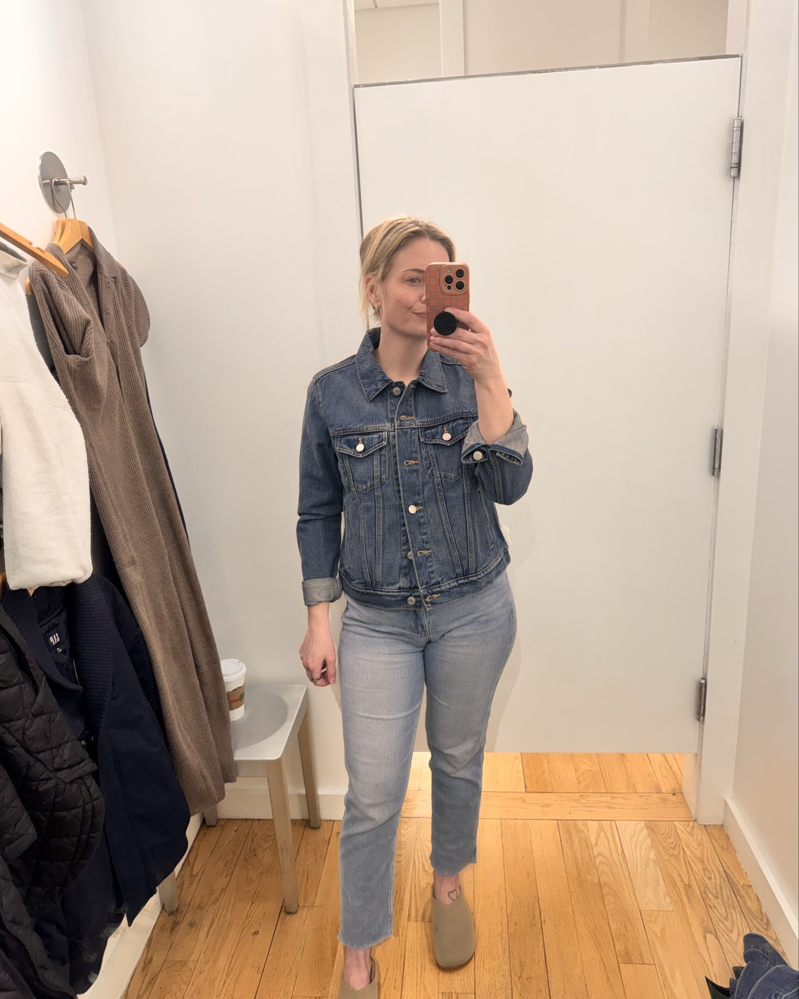 Loved this denim jacket from gap. I sized up to a medium but would maybe even do a large since I like an oversized jacket. 
Dress was very comfy and cute. I’m in a small. Could easily size up if you want it to be not so tight. I’d recommend some type of shape wear underneath as it shows it all. Under the buttons it is sewn up, which is great so you don’t bust out of this but I don’t love how far up it is sewn. I needed it to show more! 


#LTKSaleAlert #LTKWorkwear #LTKootd