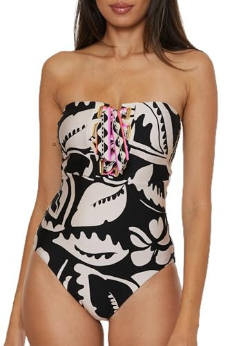Trina Turk Florence - Women's Bandeau Lace Up One Piece Swimsuit, Adjustable, Bathing Suits for Women, Multicolor, 6 | Amazon (US)
