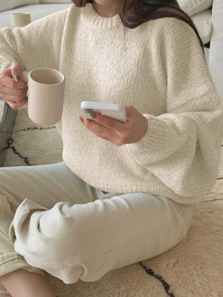 DAZY Kpop Solid Drop Shoulder Oversized Sweater4.84(1000+) | SHEIN
