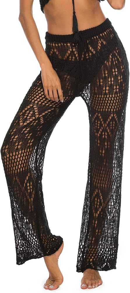 Lu's Chic Women's Bathing Suit Cover Up Crochet Bikini Swimsuit Coverups Beach Pants Knitted | Amazon (US)