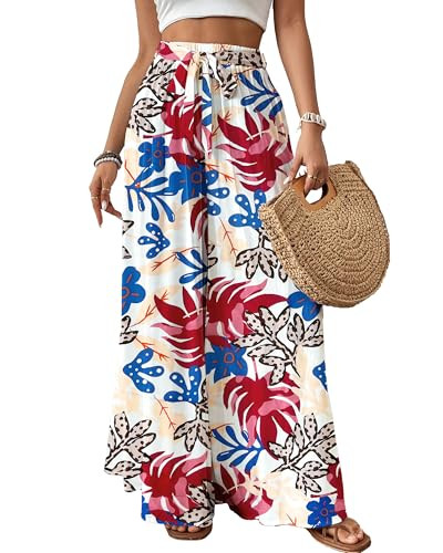 Bsubseach Wide Leg Pants Woman Flowy Floral Palazzo Pants for Women High Waisted Summer Casual Tr... | Amazon (US)
