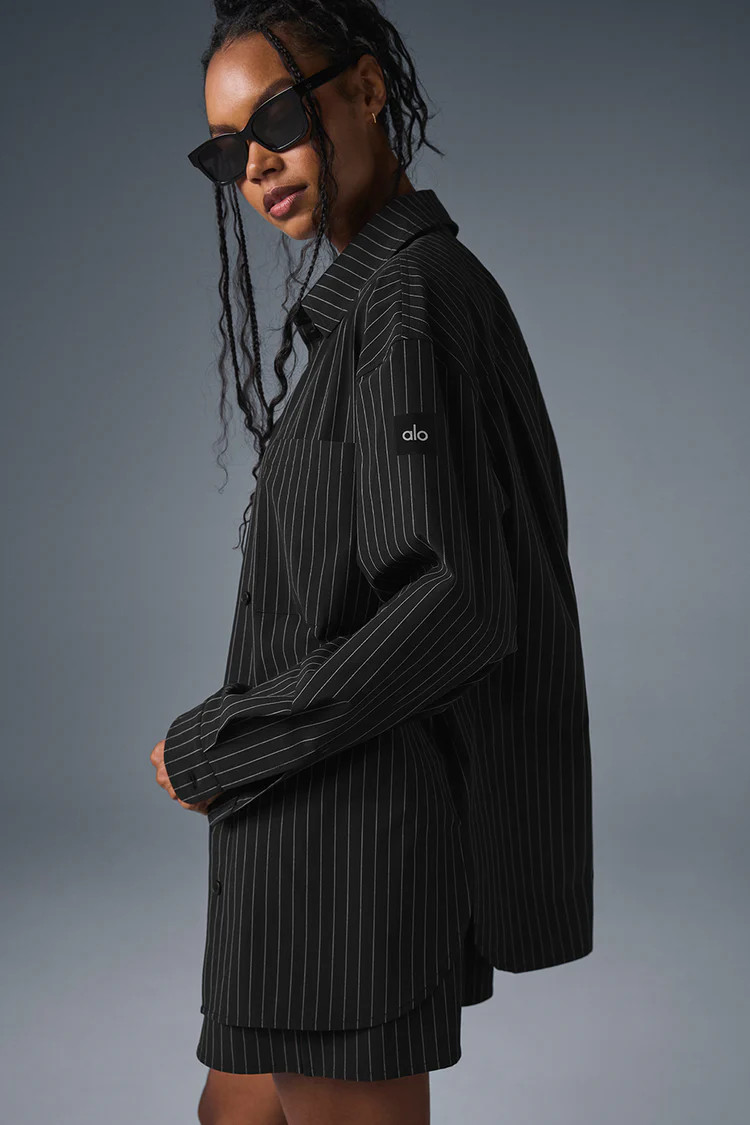 Pinstripe Daylight Button Down Long Sleeve - Navy/Ivory | Alo Yoga (US)