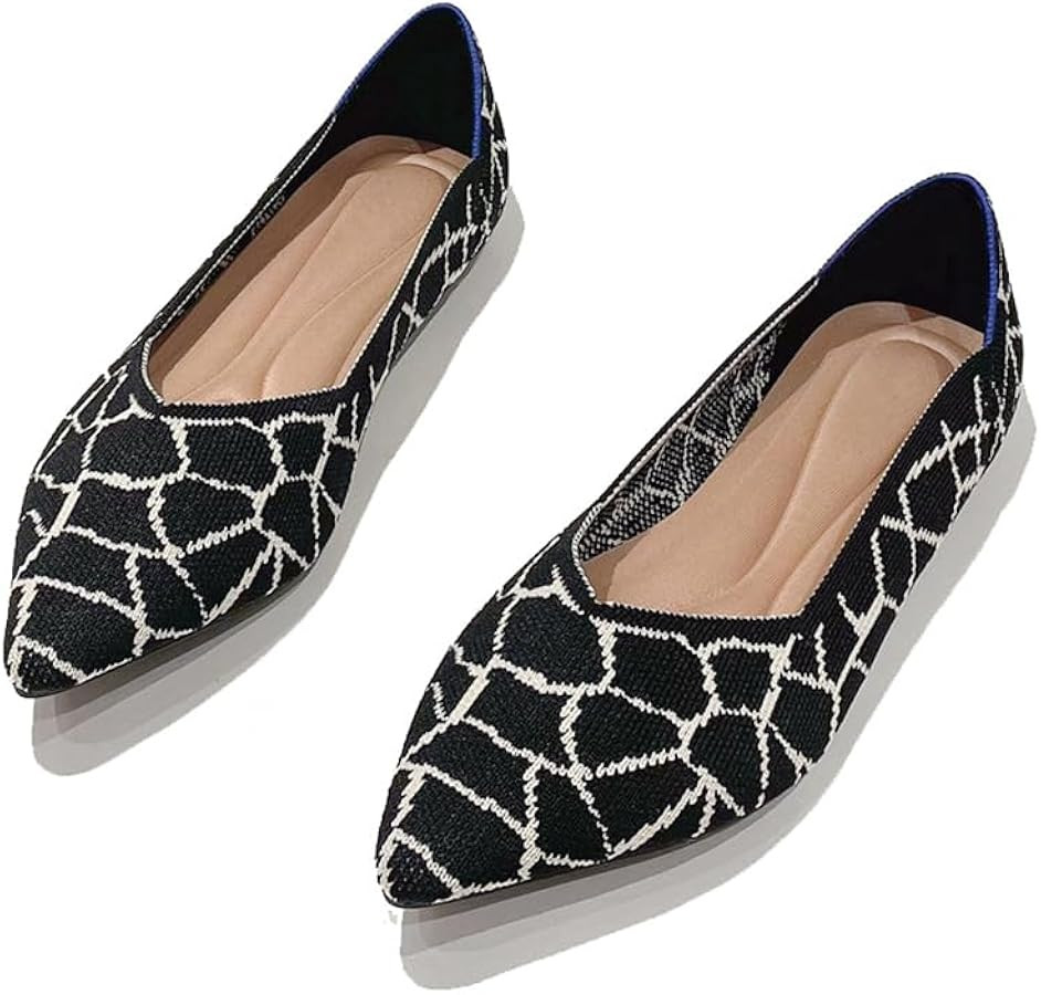 NIOKIT Women's Stretchy Mesh Knit Flats Pump Pointed Toe Leopard Breathable Simple Slip On Soft Loafers Shoes | Amazon (US)