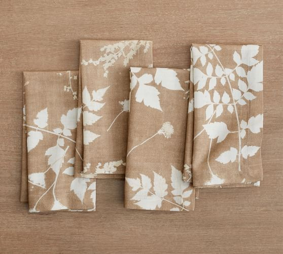 Shadow Floral Print Cotton Napkins - Set of 4 | Pottery Barn (US)