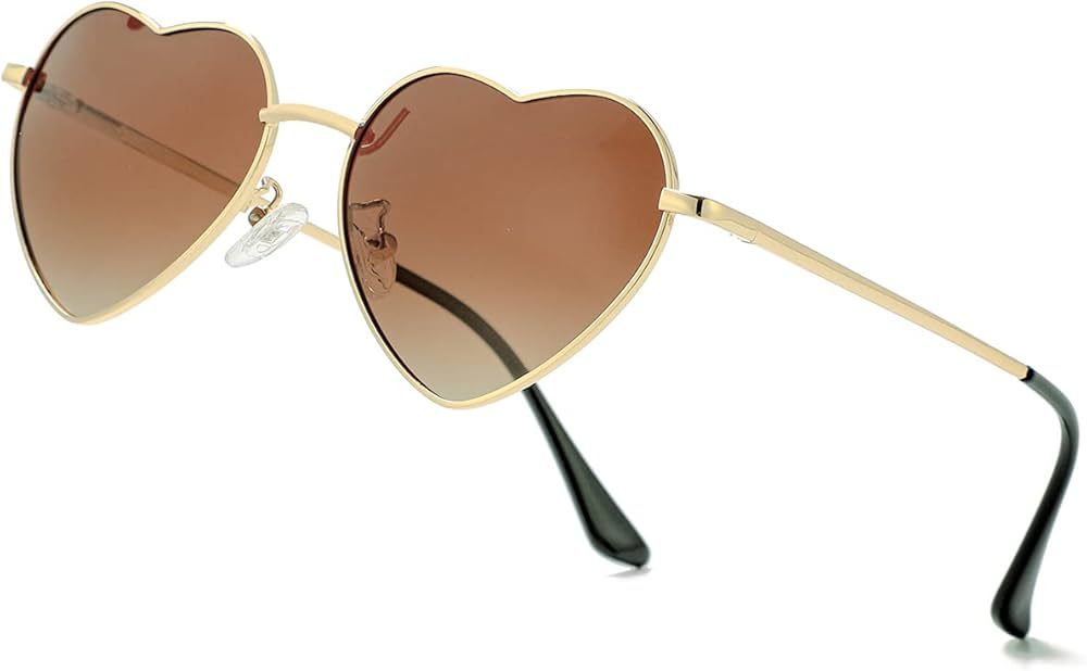 JOVAKIT Polarized Heart Sunglasses for Women Fashion Lovely Style Metal Frame UV400 Protection Le... | Amazon (US)
