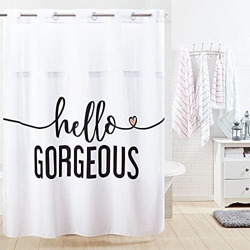 Hookless Hello Gorgeous Print Shower Curtain with Peva Liner, 71 X 74, Multi | Amazon (US)