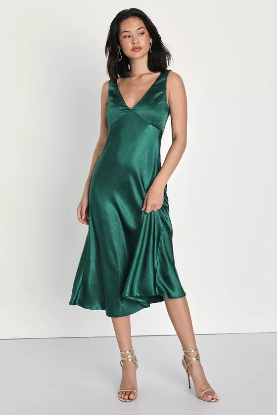 Satin cowl back midi hotsell slip dress