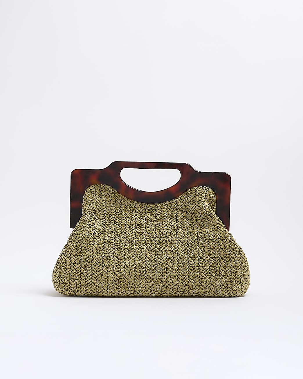 Green raffia top handle clutch bag | River Island UK & IE