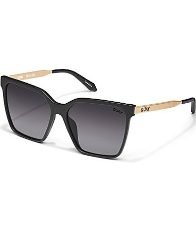 QUAY Women's Level Up Remixed 52mm Square Polarized Sunglasses - Matte Black/Smoke | Dillard's