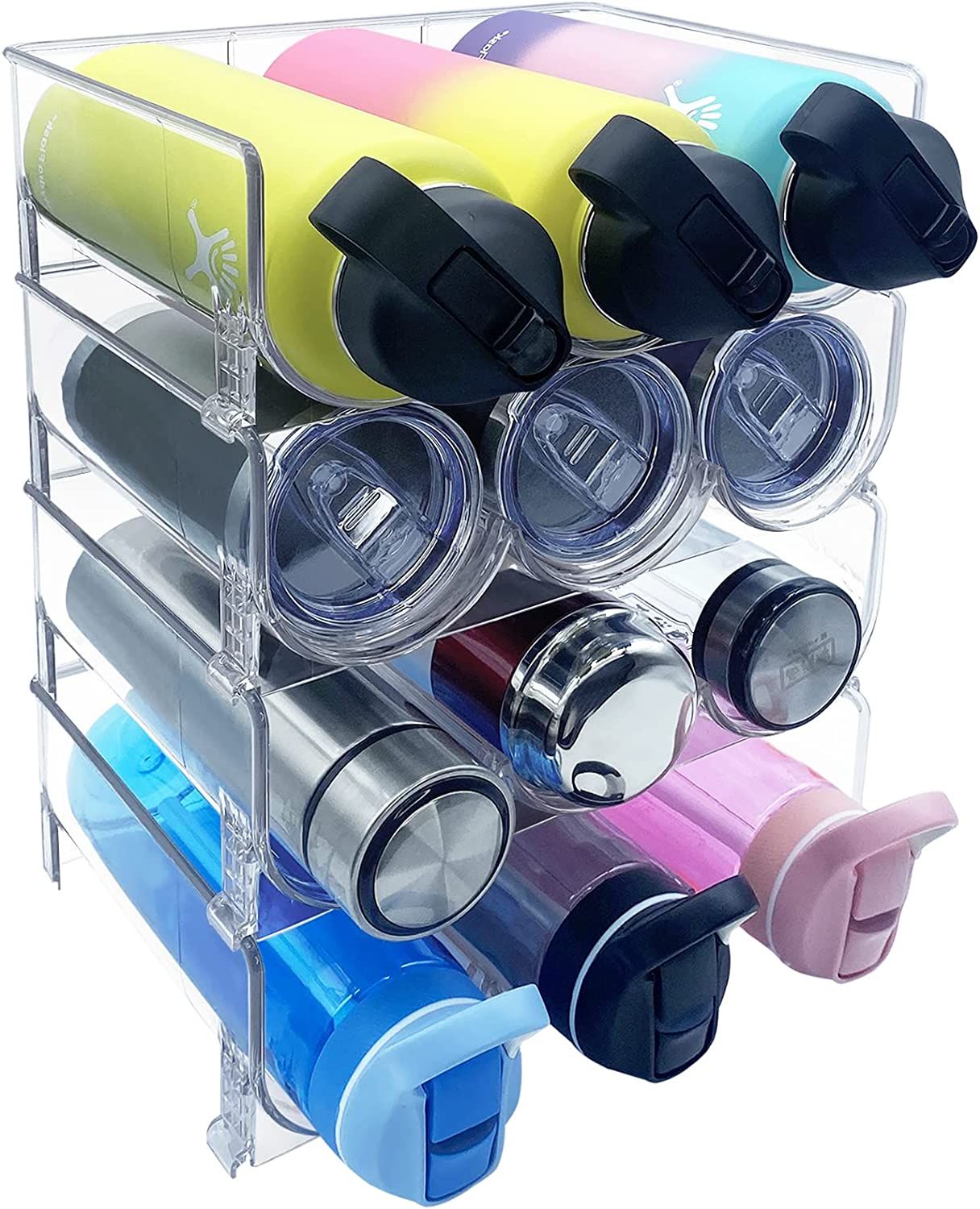 Amazon.com: 4 Pack Water Bottle Organizer, Stackable Kitchen Home Pantry Organization and Storage... | Amazon (US)