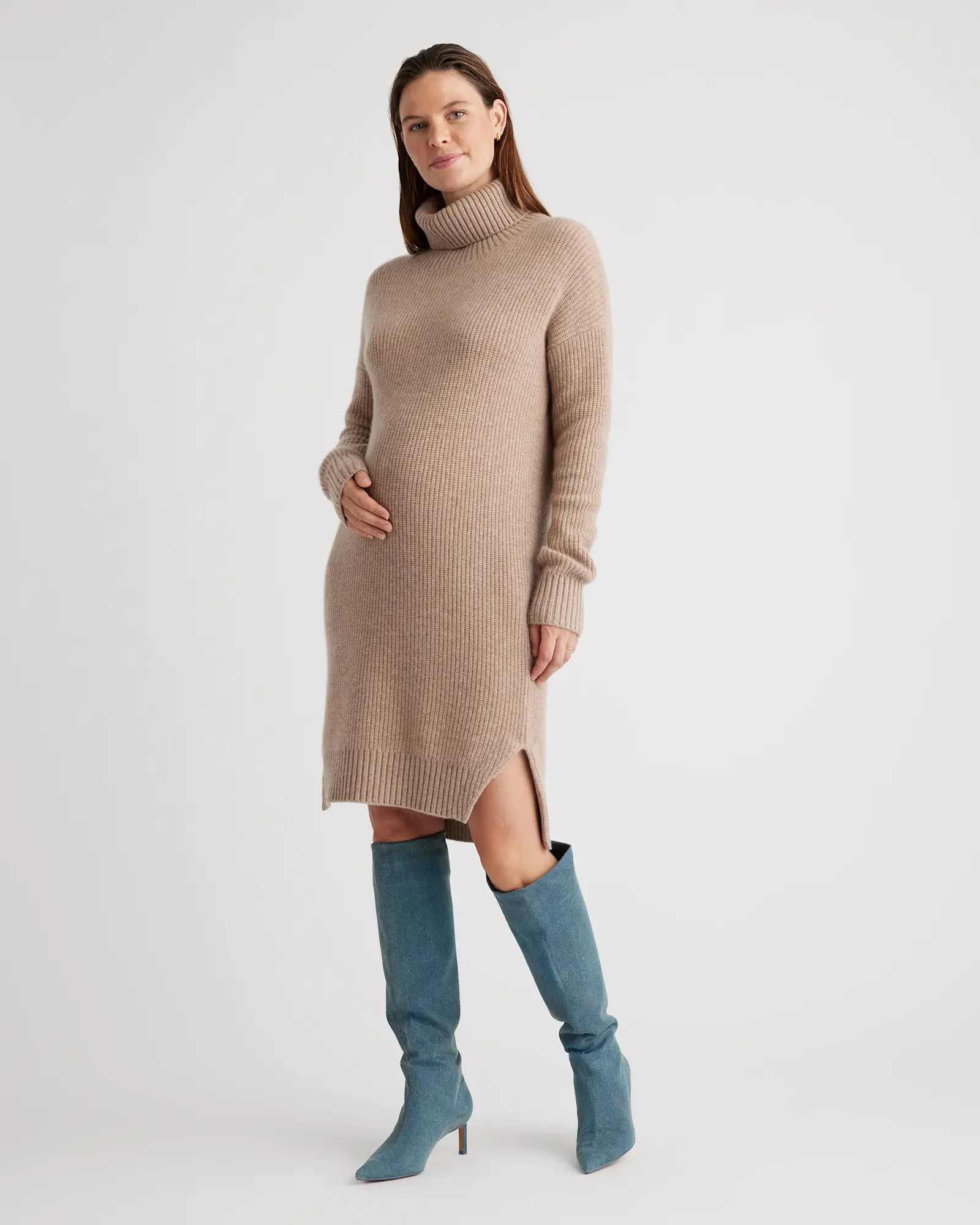 Mongolian Cashmere Fisherman Maternity Sweater Dress | Quince