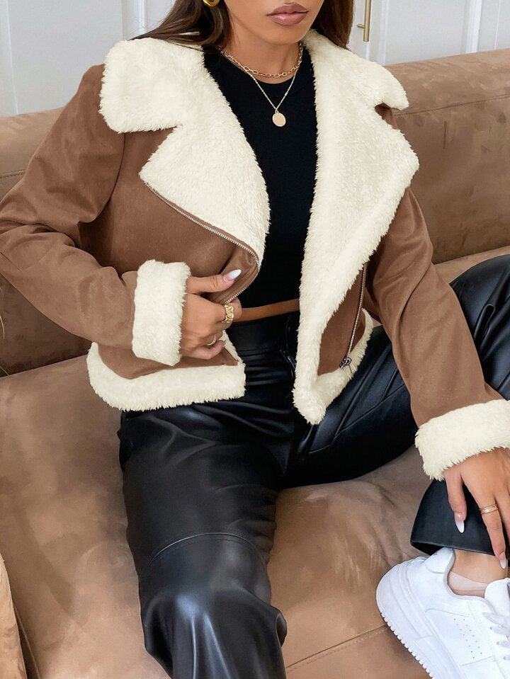 -50%SHEIN Essnce Lapel Collar Belted Zip Up PU Biker Jacket1.3k+ sold recentlyGBP£15.87 | SHEIN