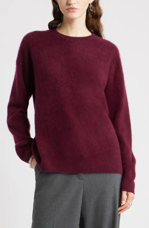 Nordstrom Brushed Cashmere Sweater in Burgundy Field at Nordstrom, Size Xx-Small | Nordstrom