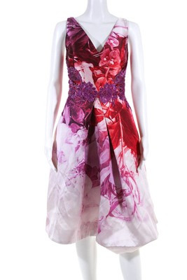 ML Monique Lhuillier Womens Pink Petal Print Dress Size 10 13301454 | eBay US